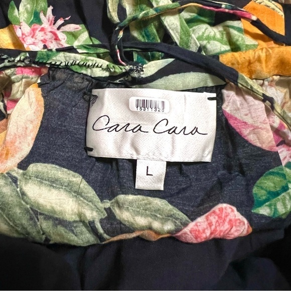 CARA CARA Fruit Print Square Neck Sleeveless Open Back Ruffle Tier Midi Dress L - Picture 10 of 15